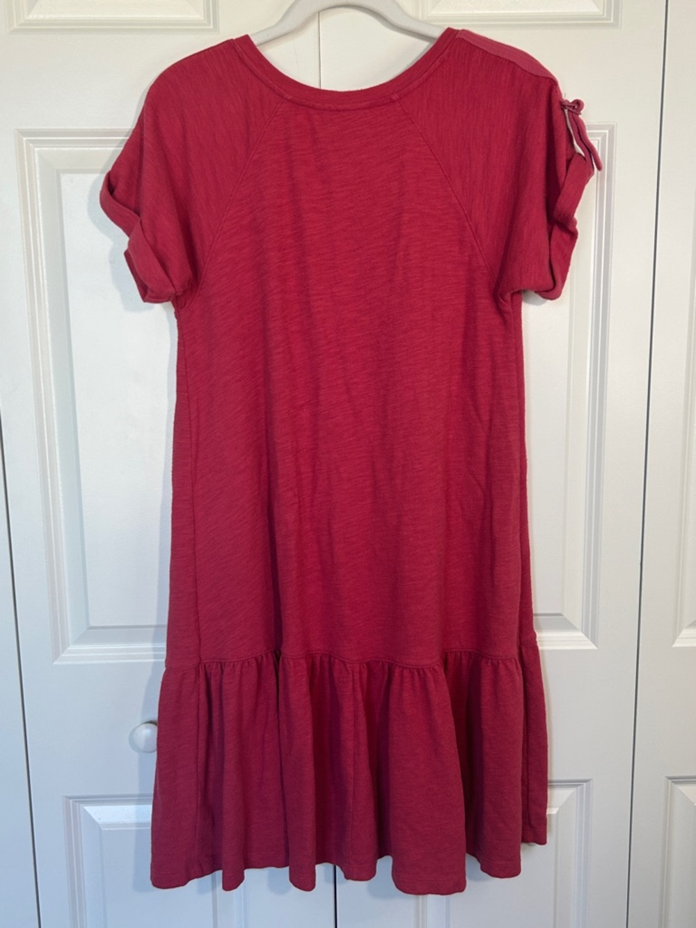 Casual Red V-Neck Tiered Mini Dress - Picture 5 of 10